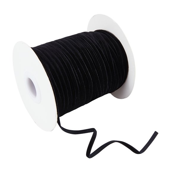 1Roll 50 Yards Single Face Velvet Ribbon 3mm Wide Black Satin Ribbon Polyester Velvet Ribbon for Choker Wedding Gift Wrapping Hair Bows Home Christmas Decoration