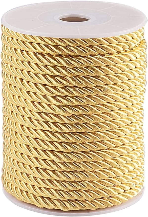 Yards Rope 1Roll 5mm 18 Yards Twisted Gold Rope Xmas Gold Cord Trim Nylon Silk ...