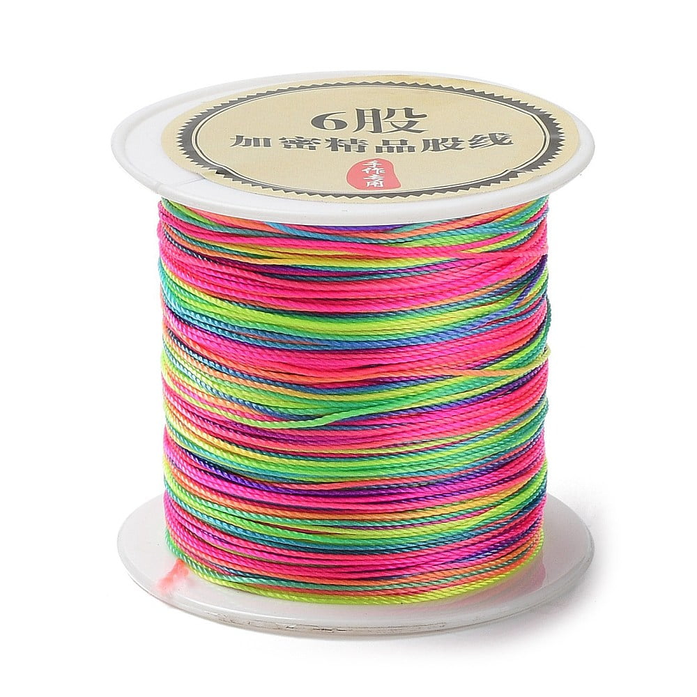 1Roll 6-Ply Segment Dyed Round Nylon Thread with Spool Colorful 0.4mm ...