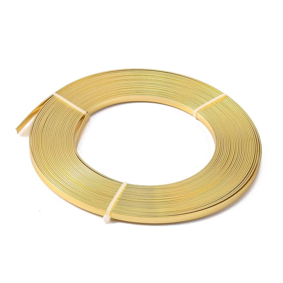 1Roll Anodized Aluminum Wire Bendable Metal Craft Wire Flat Craft Wire Bezel Strip Wire for Cabochons Jewelry Making Gold 5x1mm 32.8 Feet(10m)/roll