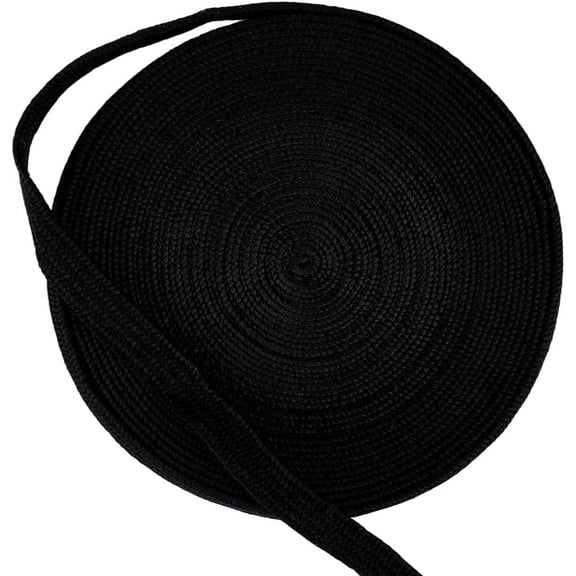 1Roll Cotton & Silk Blended Yarns Cord for Handle Flat Black 13mm about 7.66 Yards(7m)/Roll