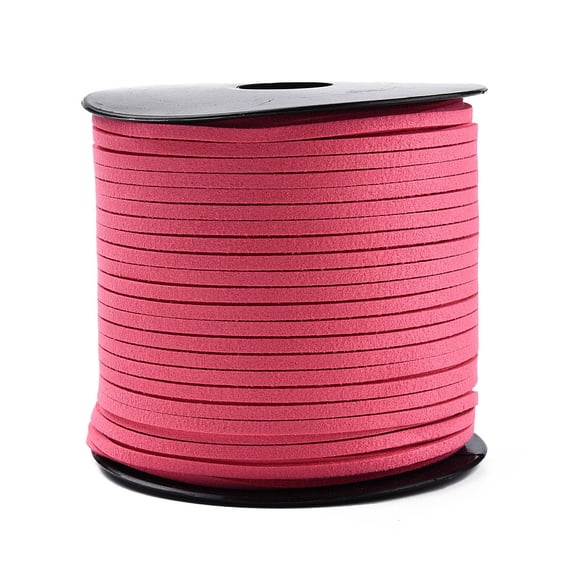 1Roll Eco-Friendly Suede Cord Suede Lace Camellia 3.0x1.4mm about 98.42 yards(90m)/roll