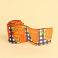 thumbnail image 1 of 1Roll Fall Harvest Wired Edge Ribbon, Pumpkin Maple Leaf Printed Fabric Craft Ribbon, Bendable Wired Trim Durable Decorative Tape for Thanksgiving Gift Wrapping DIY Wreath Bow Making, 1 of 4