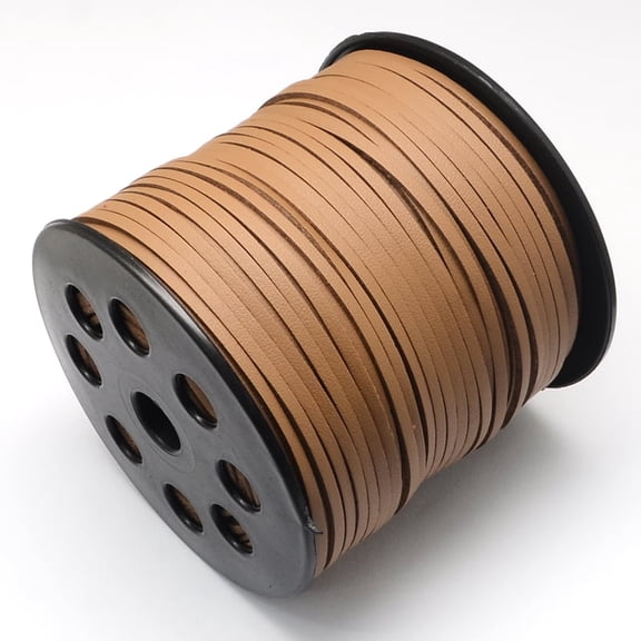 1Roll Faux Suede Cord Faux Suede Lace One Side Covering with Imitation Leather Sienna 2.7x1.4mm about 98.42 yards(90m)/roll