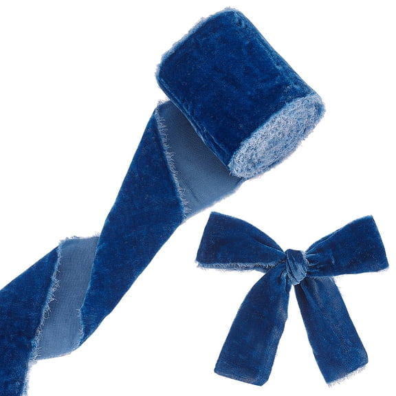 1Roll Flat Velvet Ribbons Raw Edged Ribbons Clothes Accessories Prussian Blue 3 inch(75mm) about 3 Yards/Roll