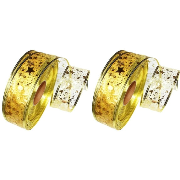 1Roll Glitter Ribbon for Christmas Decoration & Gift Wrapping - Metallic Color Ribbons for DIY Crafts, Wedding Party, Home Decor, Sparkly Sheer Thin Fabric Ribbon for Holiday Birthday Flower Bouquet