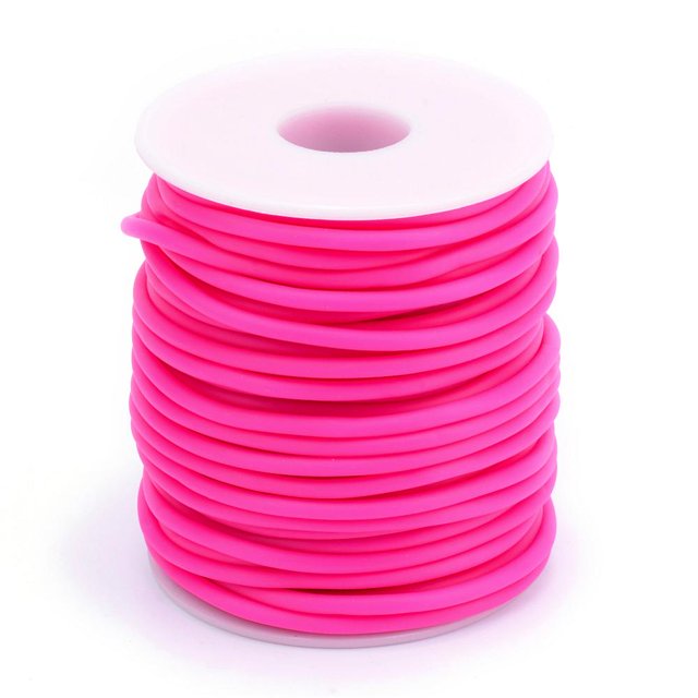 54 Yards 2mm Hollow Rubber Tubing Cord - 1mm Hole For Jewelry Making & Knitting Stitch Savers (Hot Pink)