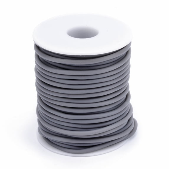 1Roll Hollow Pipe PVC Tubular Synthetic Rubber Cord Wrapped Around White Plastic Spool Gray 3mm about 27.34 yards