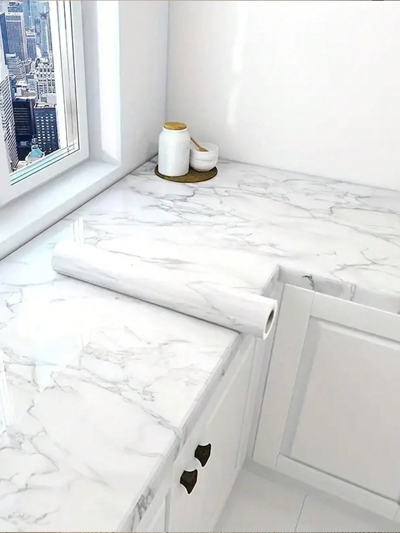 1Roll, Marble Wallpaper, Kitchen OilProof Sticker, SelfAdhesive