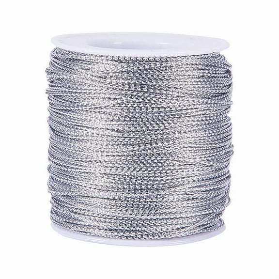 1Roll Metallic Cord Silver 1.3~1.6mm 54.68 yards(50m)/roll