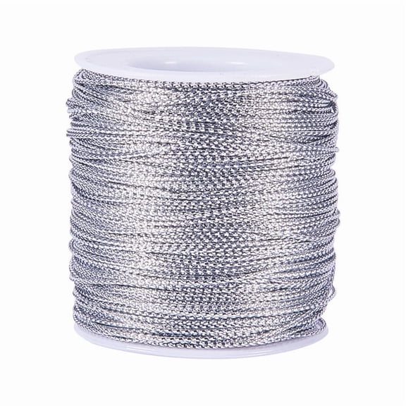 1Roll Metallic Cord Silver 1.3~1.6mm about 54.68 yards(50m)/roll