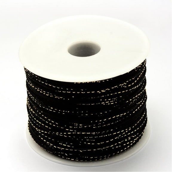 1Roll Metallic Stain Beads String Cords Nylon Mouse Tail Cord Black 1.5mm about 100yards/roll(300 feet/roll)
