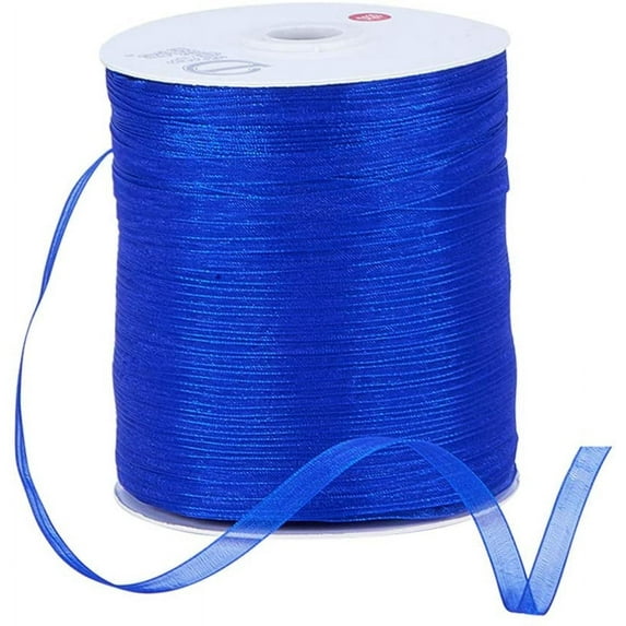 1Roll Organza Ribbon Galloon Blue 1/4 inch(6mm) 500yards/Roll(457.2m/Roll)