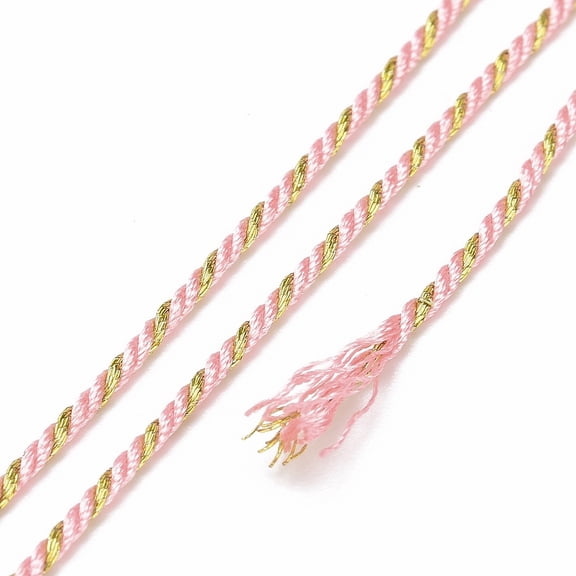 1Roll Polycotton Cord Rope with Metallic Thread for Wall Hanging Crafts Gift Wrapping Pink 1.5mm about 21.87 Yards(20m)/Roll