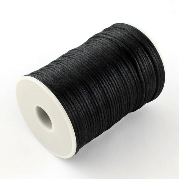 1Roll Polyester Cords Black 2mm 98.42 yards(90m)/roll