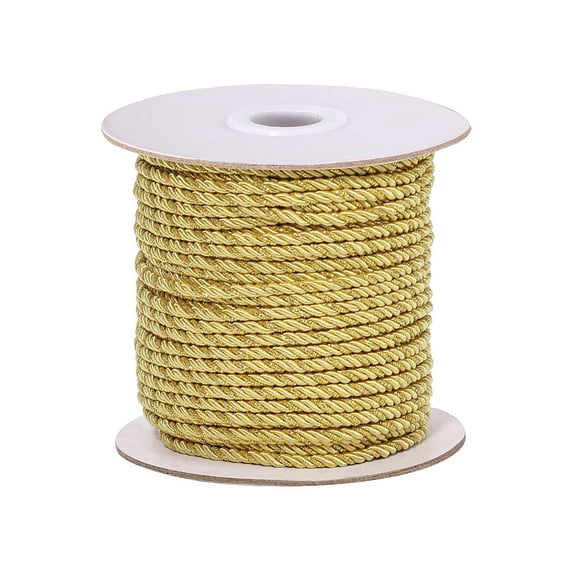 1Roll Polyester Cords Milan Cords/Twisted Cords 3-Ply Gold 3mm 35~37.18 Yards(32~34m)/roll DIY