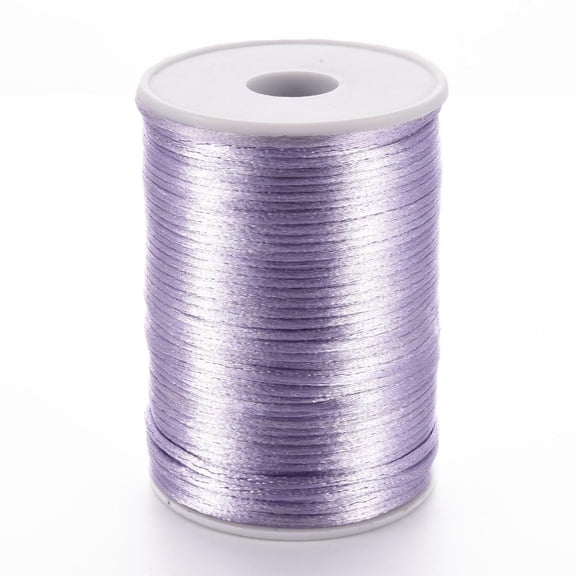 1Roll Polyester Cords Satin Rattail Cord Lilac 2mm about 98.42 yards(90m)/roll