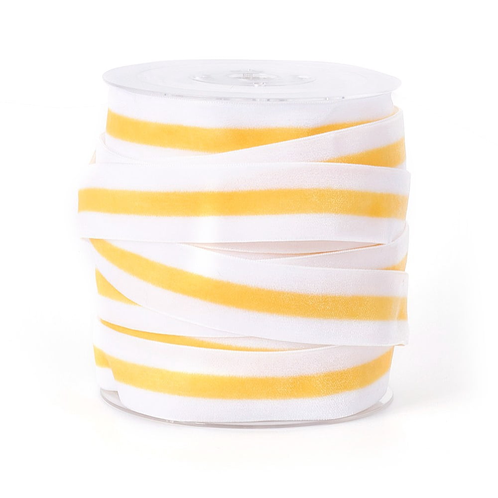 1Roll Polyester Ribbon Single Face Velvet Ribbon Binary Colour Striped ...