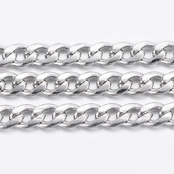 1Roll Resistant 304 Stainless Steel Curb Chains Twisted Chains Unwelded with Spool Stainless Steel Color 3x2x0.6mm about 32.8 Feet(10m)/roll