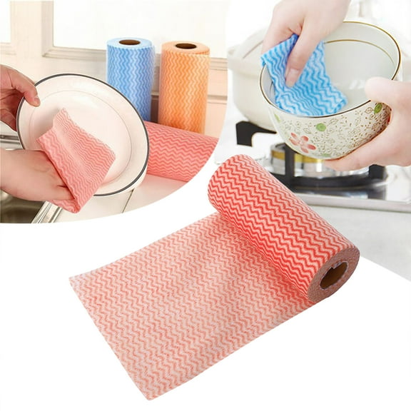 1Roll Reusable Disposable Cleaning Cloths Roll Eco-Friendly Washable Kitchen Towels,Super Absorbent Quick Dry Lint-Free Dish Cloths, Paper Towel Alternative for Dishes All-Purpose Cleaning