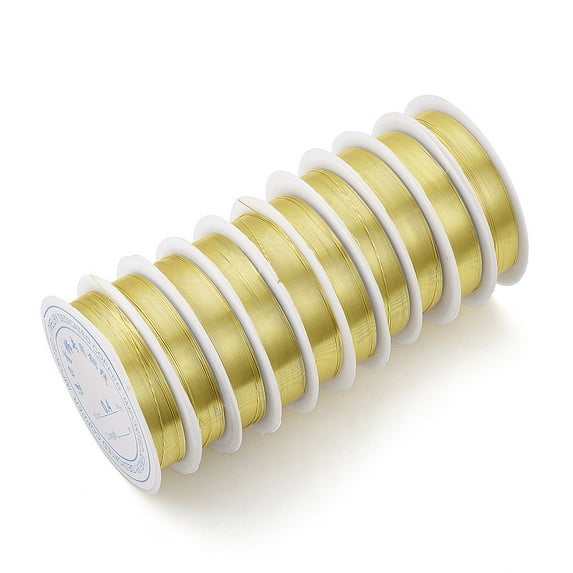 1Roll Round Copper Jewelry Wire Long-Lasting Plated Light Gold 20 Gauge 0.8mm 9.84 Feet(3m)/roll