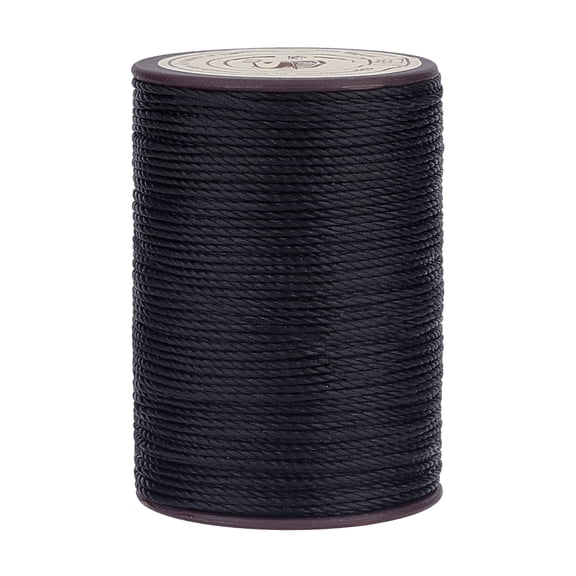 1Roll Round Waxed Polyester Thread String Micro Macrame Cord Twisted Cord for Leather Sewing Stitching Black 0.8mm