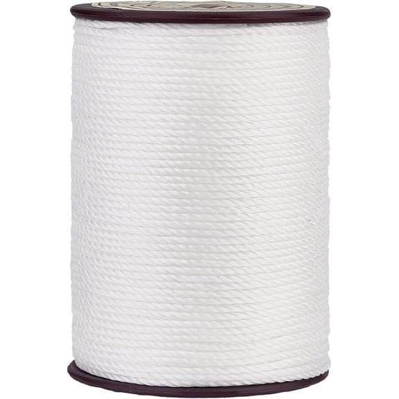 1Roll Round Waxed Polyester Thread String Micro Macrame Cord Twisted Cord for Leather Sewing Stitching WhiteSmoke 0.8mm for diy