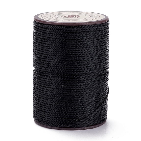 1Roll Round Waxed Polyester Thread String Micro Macrame Cord for Leather Sewing Stitching Black 0.8mm about 54.68 Yards(50m)/Roll
