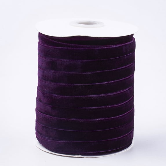 1Roll Single Face Velvet Ribbon Purple 3/8 inch(9.5~10mm) 50yards/roll(45.72m/roll)