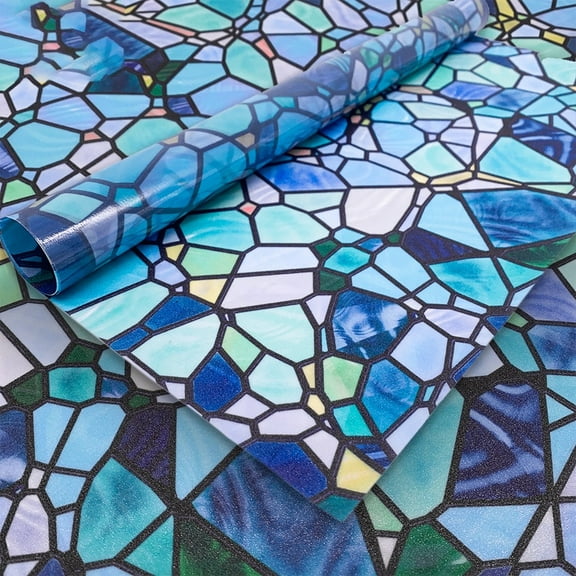 1Roll Stained Glass Sticker Privacy Decor Chapel Static Cling Casement Film Antistatic Home Decor Heat Insulation Sun Protection Smile Home