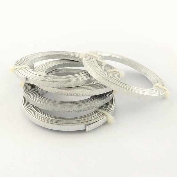 1Roll Textured Aluminum Wire Bendable Metal Craft Wire Flat Craft Wire Bezel Strip Wire for Cabochons Jewelry Making Silver 18 Gauge 5x1mm about 6.56 Feet(2m)/roll