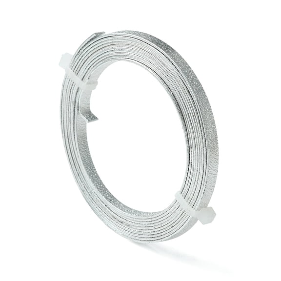 1Roll Textured Aluminum Wire Bendable Metal Craft Wire Flat Craft Wire Bezel Strip Wire for Cabochons Jewelry Making Silver 18 Gauge 5x1mm 6.56 Feet(2m)/roll