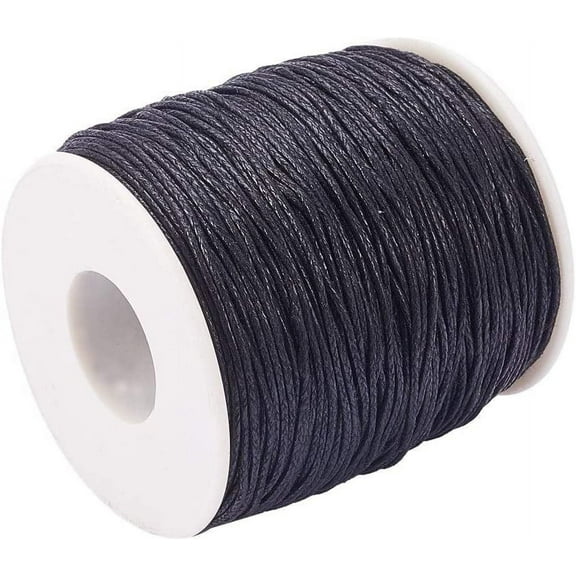 1Roll Waxed Cotton Thread Cords Black 1mm about 100yards/roll