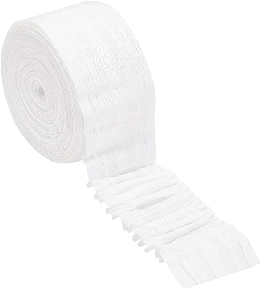 32 Yards White Curtain Pleating Tape – 1 Inch Wide, Cotton Polyester, For DIY Drapery & Home Decor Projects - View #3