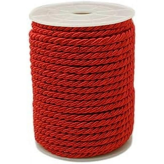 1Rolls 59 Feet 5mm Red Cord Decorative Rope Twine Rope 3 Ply Nylon Silk Honer Xmas Thread String Satin Cord Trim for Handfasting Crafts Upholstery Curtain Graduation Home Decor DIY Supply