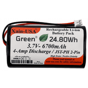 1S2P High-Capacity High-Drain 3.7V - 6700mAh Li-ion Battery Pack, with JST-PH 2-Pin Plug, 152% more power than 4400mAh, for Electronics, Solar Lights, GPS, Meshtastic Solar Node Project, Speakers