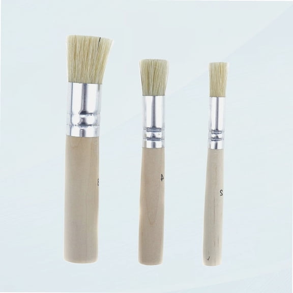 1SET/3PCS 2/4/8 Small Stencil Brush Set, Wooden Stencil Brushes, Stencil Brushes for Painting, Artist Natural Hair Paint Brushes, Diameter 0.66/0.50/0.33 Inch