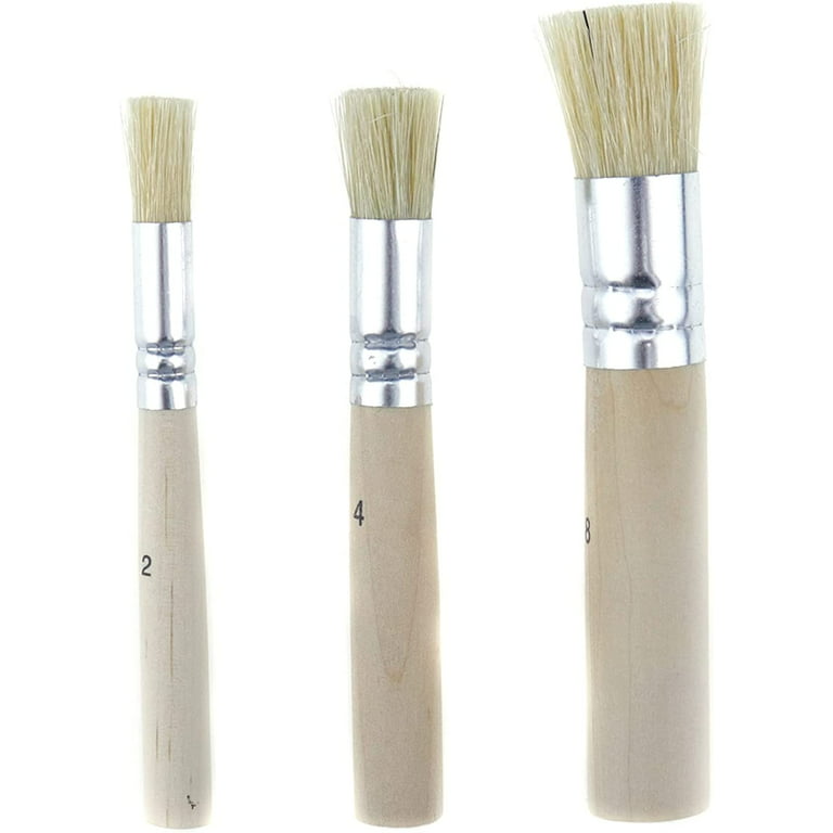1SET/3PCS 2/4/8 Small Stencil Brushes Set,Wooden Stencil Brushes,Stencil  Brushes for Painting,Artist Natural Bristle Paint Brushes,0.66/0.50/0.33  Diameter 
