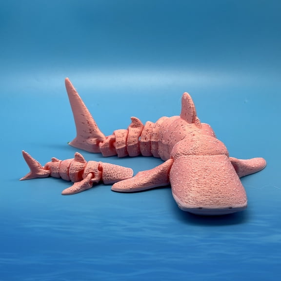 1SET 7.5CM + 20CM (PINK) 3D Printed Articulated, Highly Realistic Whale Shark Home Decor Figurine