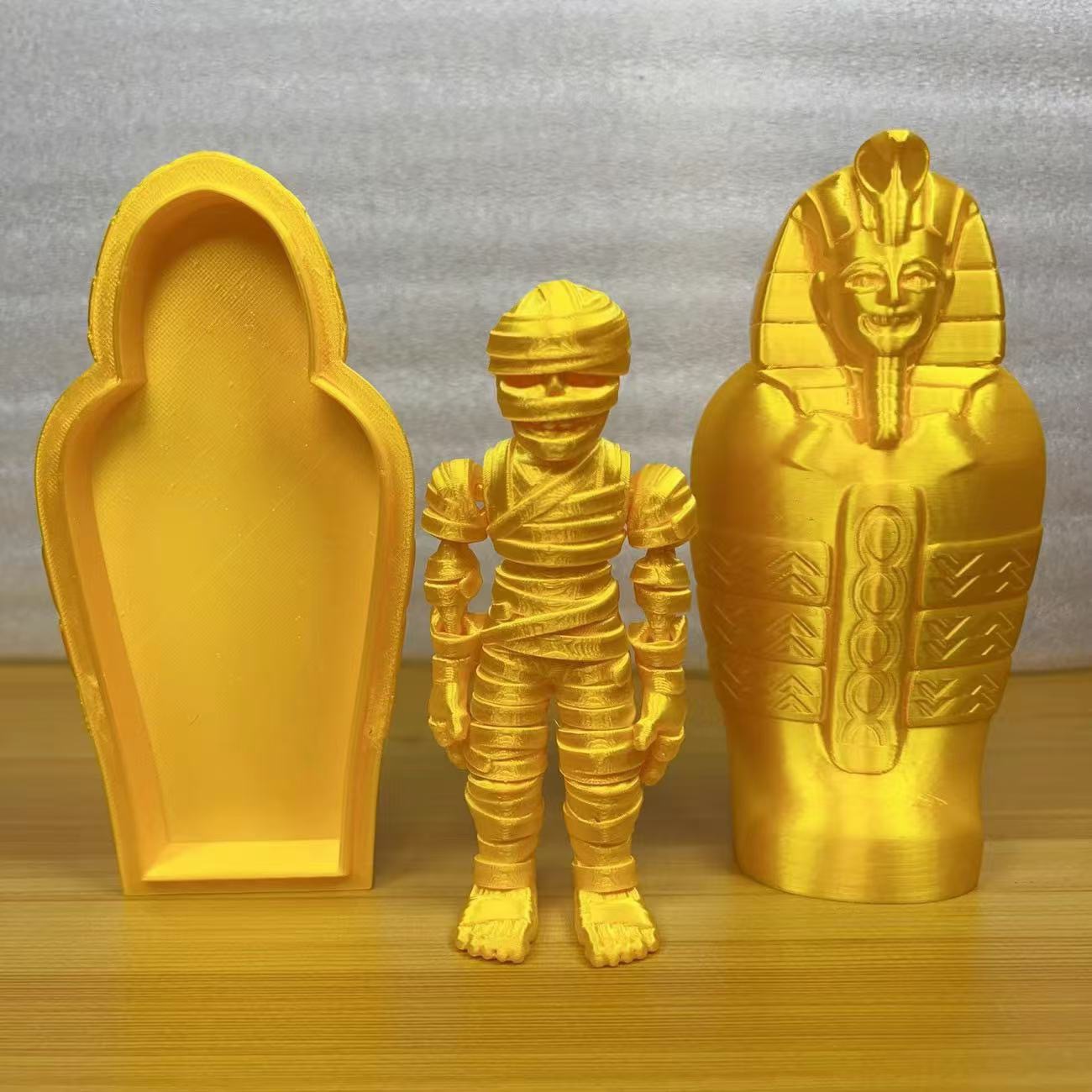 1set-yellow-9cm-egyptian-pharaoh-mummy-11cm-sphinx-3d-printed
