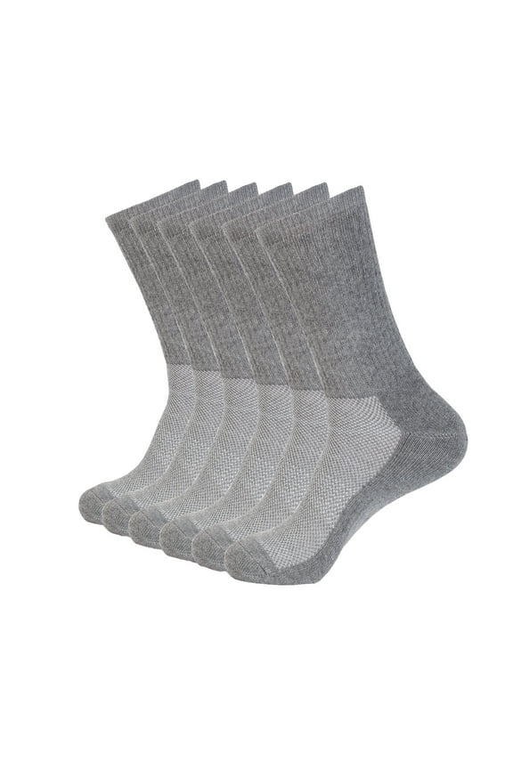 6 Pack Athletic Performance Crew Socks For Men and Women - Soft Cotton Blend with Moisture Wicking, Arch Support