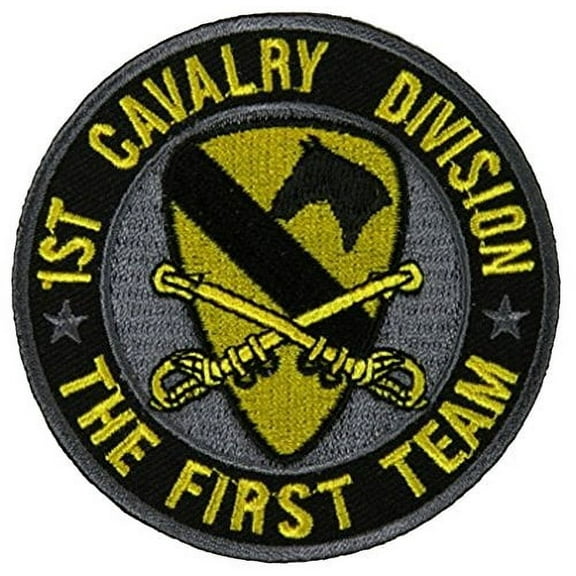 1ST CAVALRY DIVISION THE FIRST TEAM ROUND PATCH - Color - Veteran Owned Business.