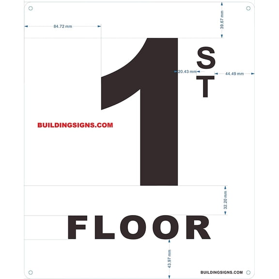 1ST Floor Sign (White, Rust Free Aluminium 10X12)-Grand Canyon Line(ref-2022-4)