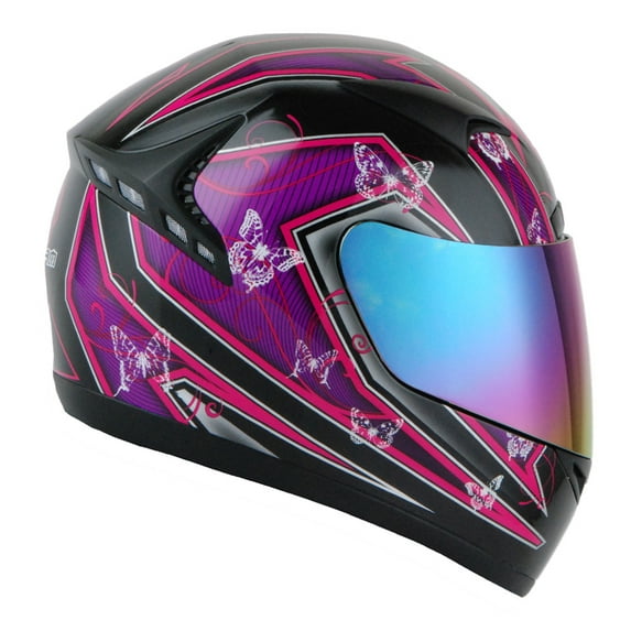 1STORM MOTORCYCLE BIKE FULL FACE HELMET HG335 BOOSTER Butterfly Pink Purple