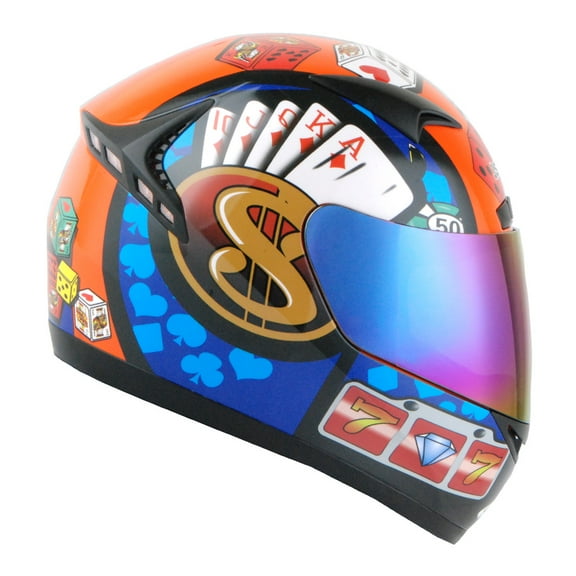 1STORM MOTORCYCLE BIKE FULL FACE HELMET HG335 BOOSTER Lucky Roulette and Poker