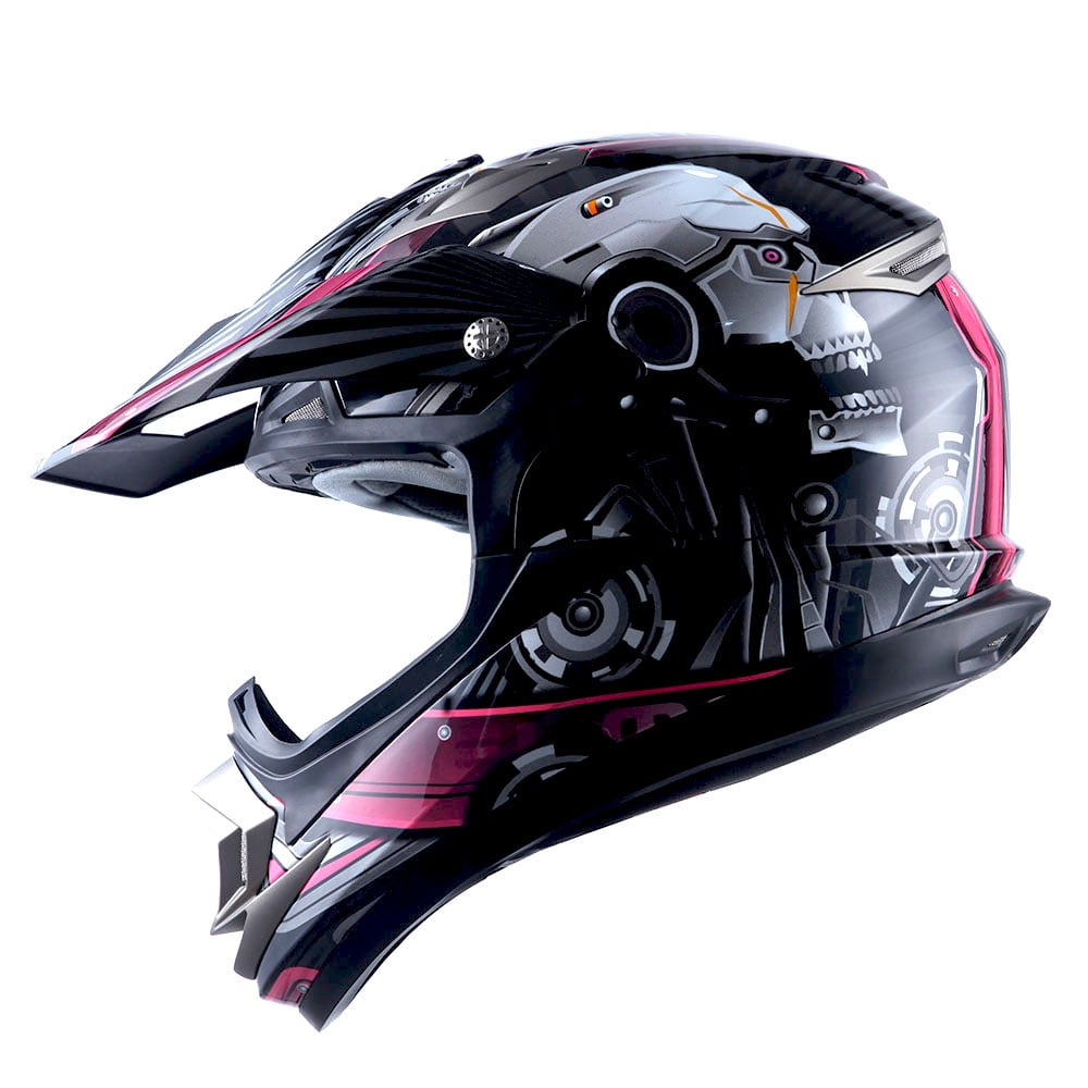 1STORM MOTORCYCLE BIKE FULL FACE HELMET HGXP14B BOOSTER Skull Pink