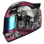 1storm Motorcycle Bike Full Face Helmet Hjdj11 Mechanic Skull Pink