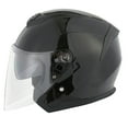 thumbnail image 1 of 1STORM MOTORCYCLE OPEN FACE HELMET SCOOTER CLASSICAL KNIGHT BIKE DUAL LENS/SUN VISOR HJK526 Glossy Black, 1 of 1