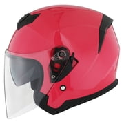 1STORM MOTORCYCLE OPEN FACE HELMET SCOOTER CLASSICAL KNIGHT BIKE DUAL LENS/SUN VISOR HJK526 Glossy Pink