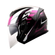 1STORM MOTORCYCLE OPEN FACE HELMET SCOOTER CLASSICAL KNIGHT BIKE DUAL LENS/SUN VISOR HJK526 Racing Pink